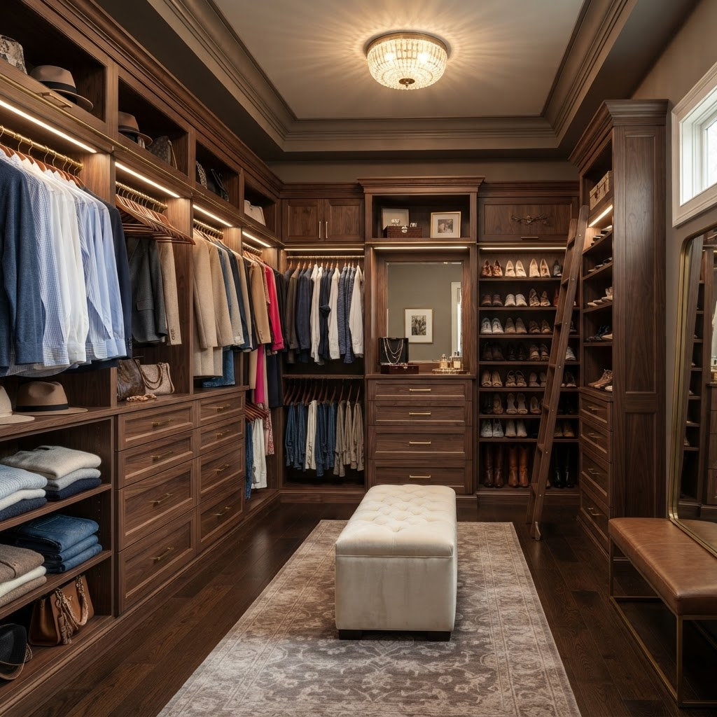 Custom walk-in closet built-ins